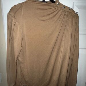 Lane Bryant Tan Blouse with Button Detail